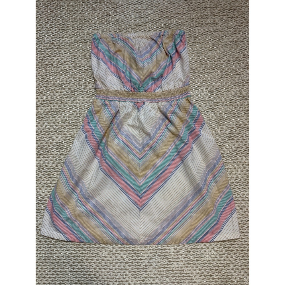 Vintage Y2K  Mossimo Strapless tube Chevron Mini Dress coastal Beachy retro SM